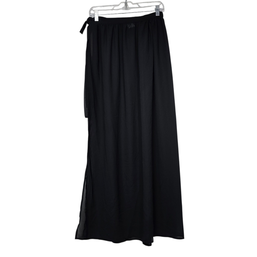 Shein Black Sheer Maxi Cover Up Skirt M